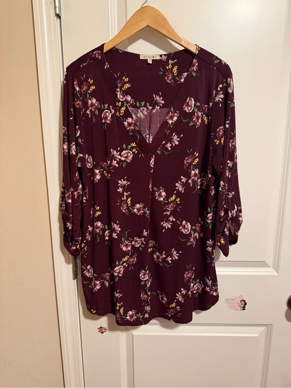 Beacon Burgundy Floral V-Neck Tunic Top